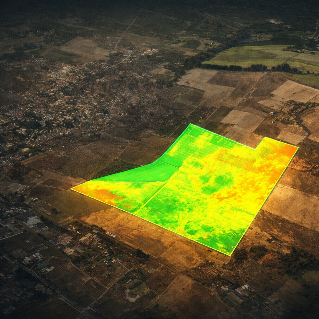 Agricultural landscape representing sustainable agriculture and precision farming technologies